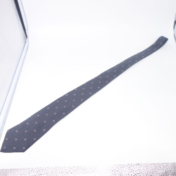 Vintage Mario Valentino 100% Italian Silk Men's Neck Tie Gray Blue Geometric - Picture 2 of 8